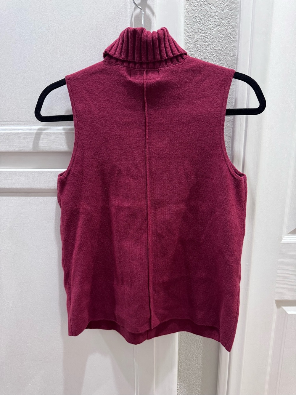 Marled Sleeveless Knit Turtleneck in Raspberry - Picture 2 of 11